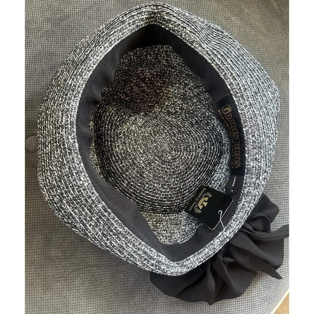 Goorin Bros Hat 100% Paper Woman's Large NWT‎ Black And White Bow